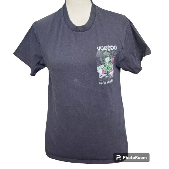VOODOO New Orleans T-Shirt Size Small 2 Sides Black - Picture 2 of 6